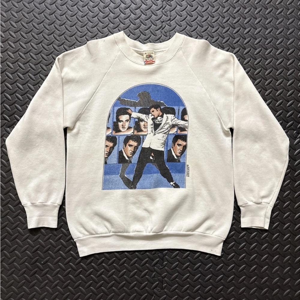 Vintage Elvis Presley Fruit of The Loom White Pullover